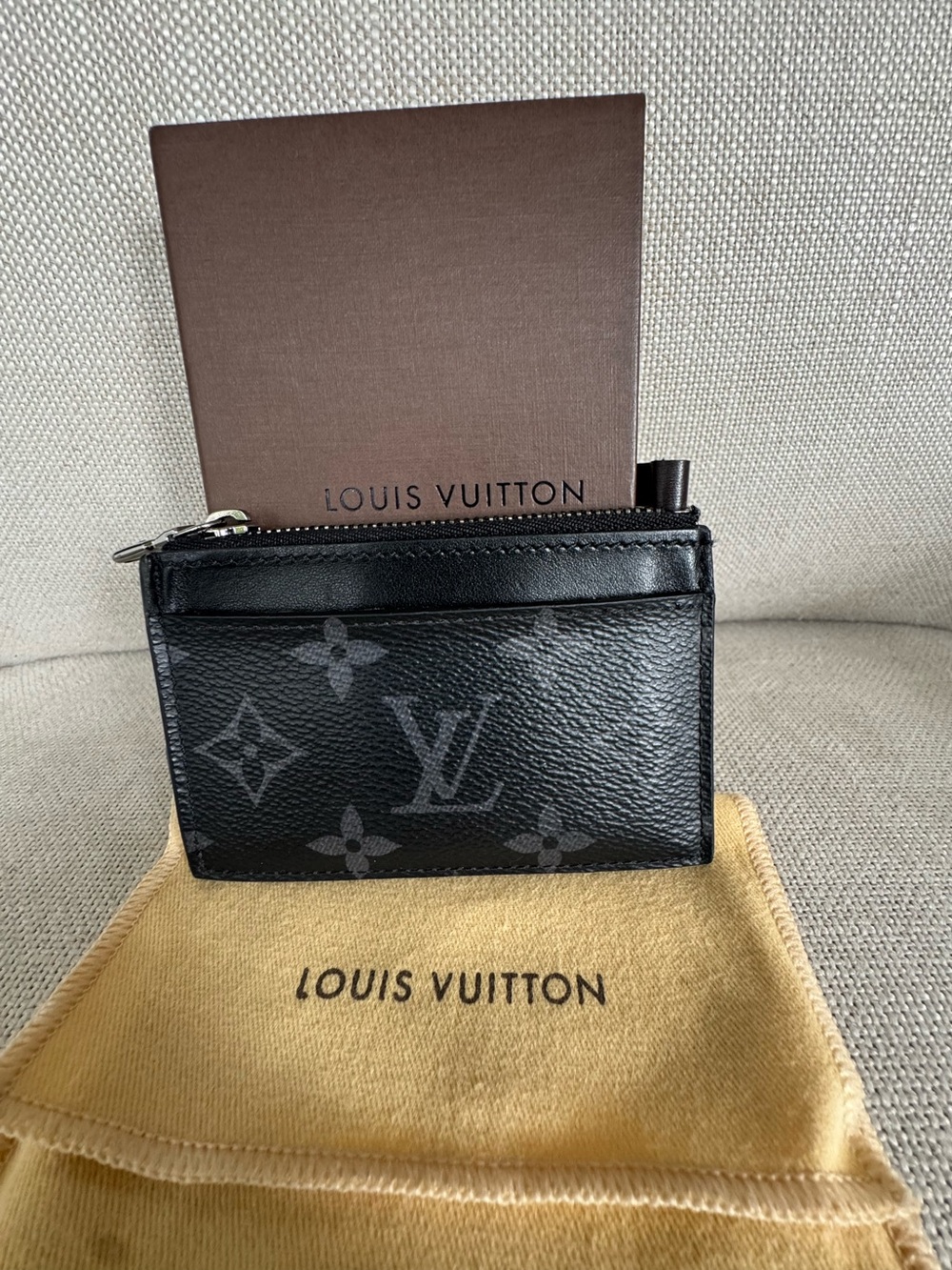 Louis Vuitton Black Monogram Zip Card Case